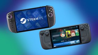Steam Deck and Legion Go 2 (SteamOS) facing forward.