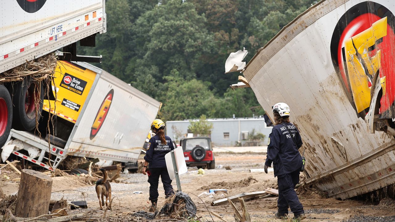 FEMA Urban Rescue workers search through Asheville, North Carolina