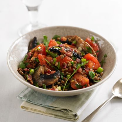 Photo of a lentil and mushroom salad recipe