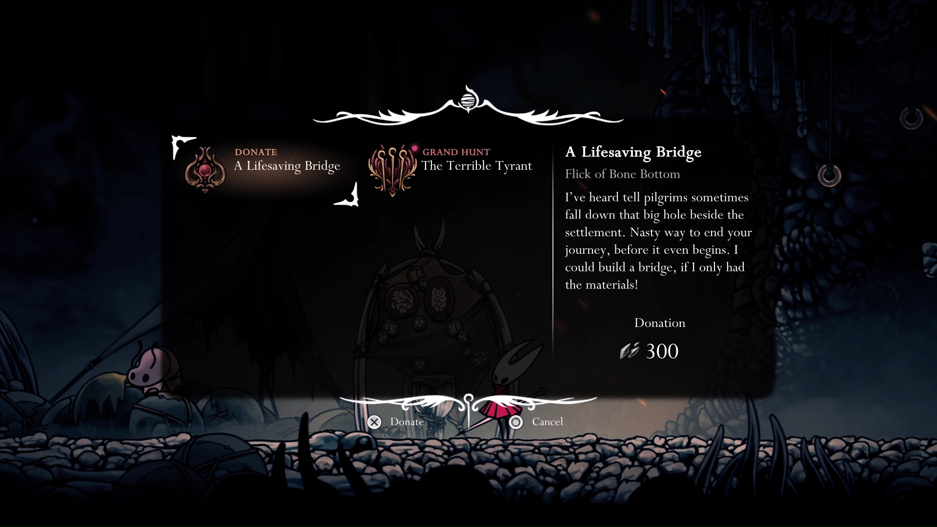 A Wish demands Shell Shards from the player in Hollow Knight Silksong