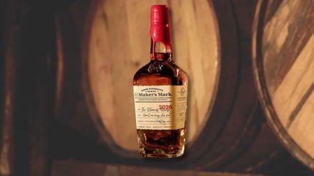 an image of the Steward's Release from the Wood Finish series against a background of wood barrels