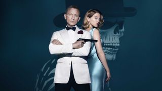 A promotional image for the James Bond movie Spectre featuring Daniel Craig and Léa Seydoux.