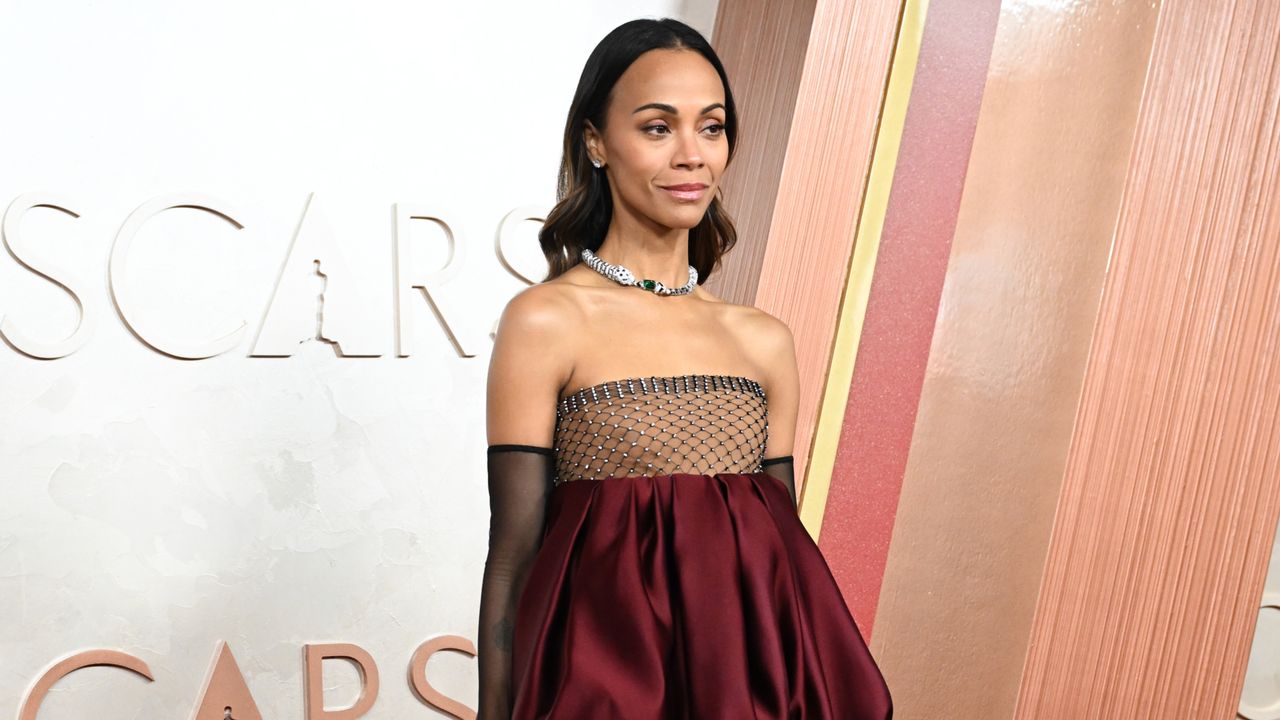 zoe saldana on the oscars 2025 red carpet