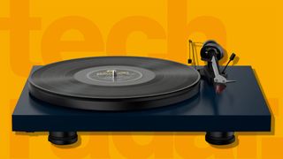 best turntable against a yellow TechRadar background