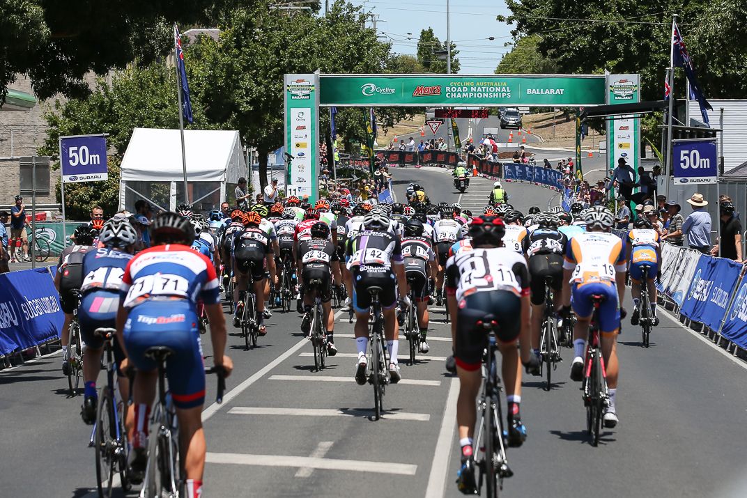 Coming through the finish start line