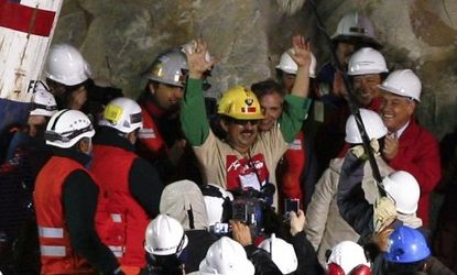Juan Illanes Palma was the third miner to emerge from the rescue capsule.