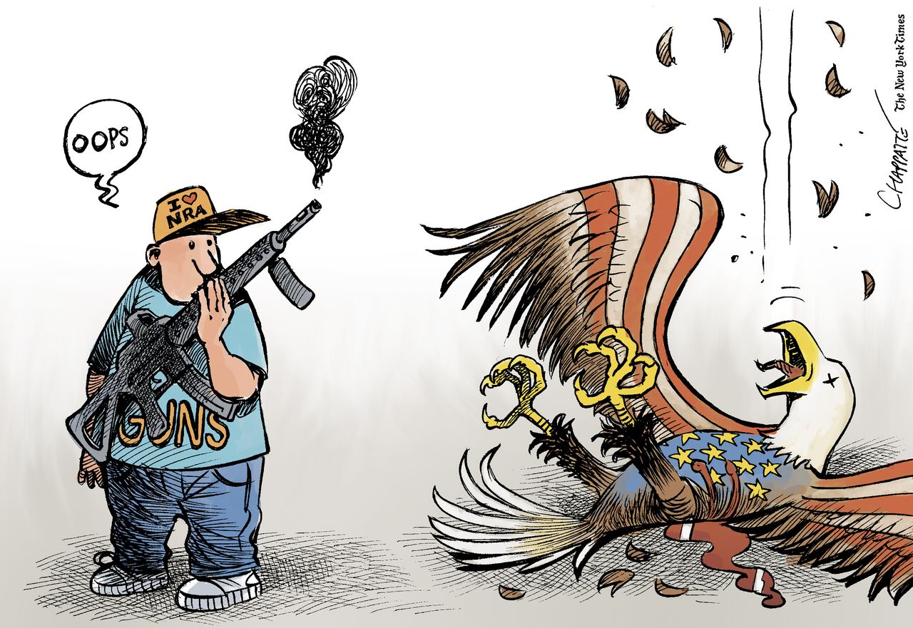 Political cartoon U.S. NRA gun control