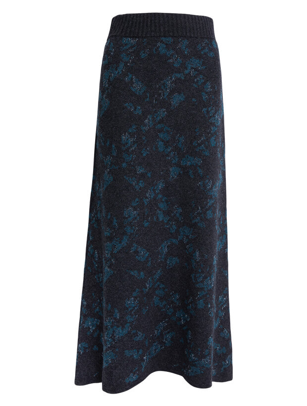 Lin Lambswool Jacquard Skirt Charcoal - S