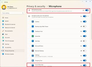 Enable microphone privacy settings