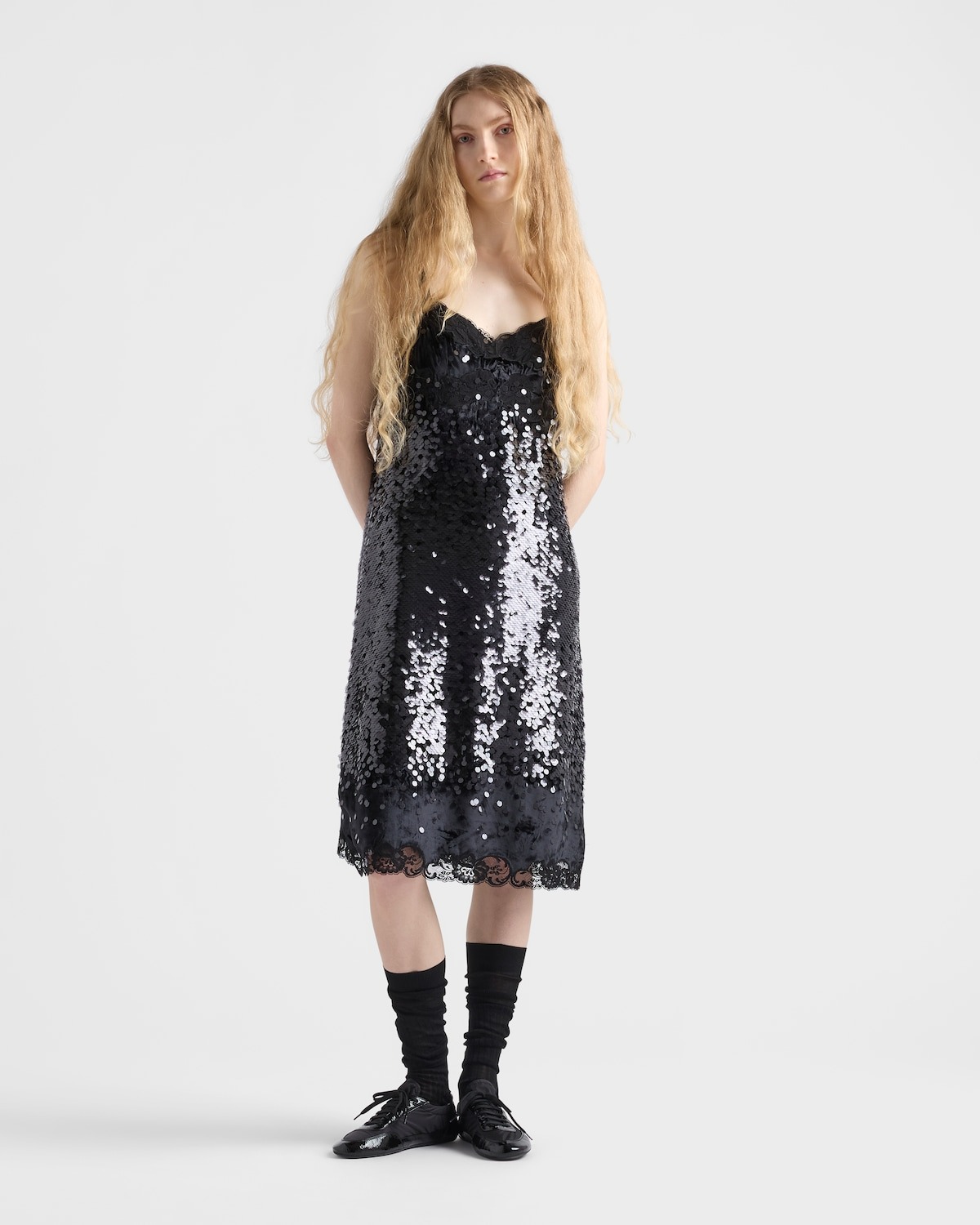 prada, Embroidered Velvet Dress