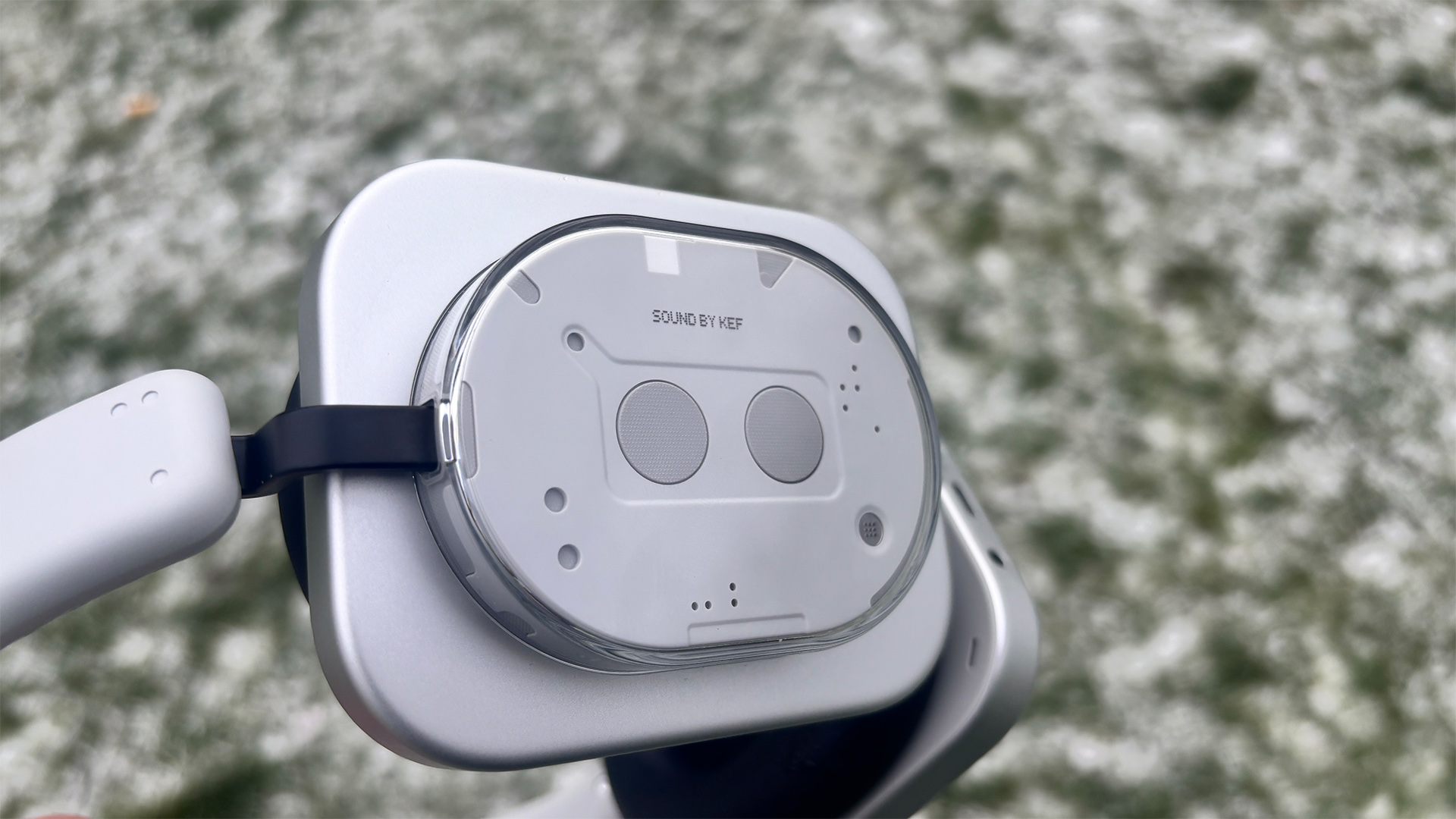 Nothing Headphone (1) wireless headphones focusing on left earcup