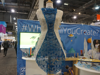 This dress was created in PLA plastic with the 3Doodler by students from the Hong Kong Polytechnic University.