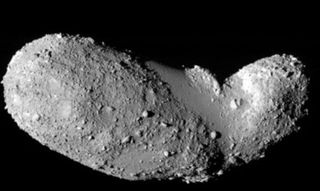Named 25143 Itokawa, this asteroid is some 540 meters by 270 meters by 210 meters. Japan's robotic Hayabusa spacecraft rendezvoused with asteroid Itokawa in mid-September 2005 and studied the space rock's shape, spin, topography, color, composition, and density.