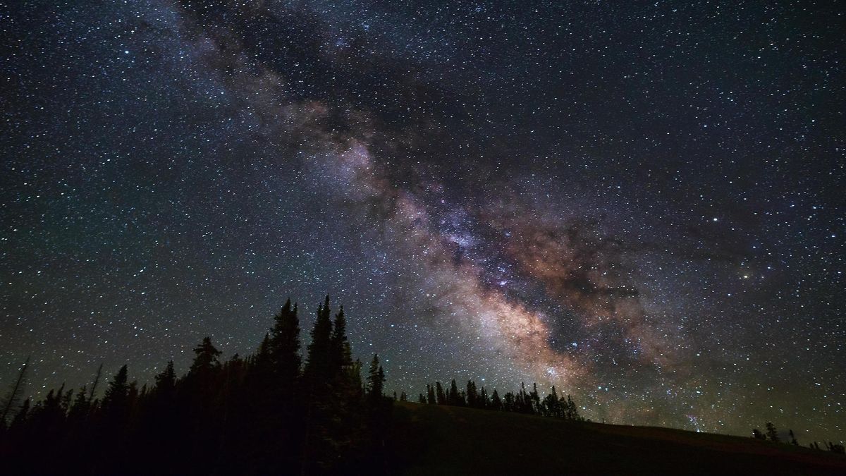 The Milky Way&#039;s central region, where Sagittarius and the group of ancient stars can be found, above Telluride, Canada.