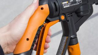 A close up of the WORX Hydroshot WG629 handle