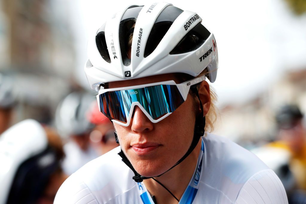 ROUBAIX FRANCE OCTOBER 02 Ellen Van Dijk of Netherlands and Team Trek Segafredo prior to the 1st ParisRoubaix 2021 Womens Elite a 1164km race from Denain to Roubaix ParisRoubaixFemmes ParisRoubaix on October 02 2021 in Roubaix France Photo by Bas CzerwinskiGetty Images