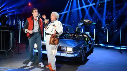 Ben Joyce and Cory English of &#039;Back to the Future&#039; perform onstage at The National Lottery&#039;s Big Night of Musicals