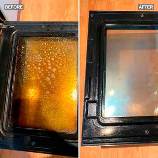 oven cleaning makeover split befor and after
