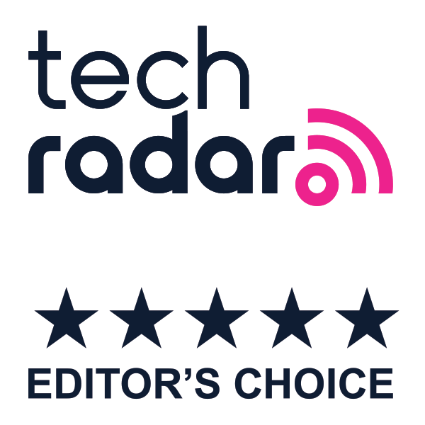 TechRadar Editor's Choice 5 star badge on a white background
