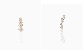 Left: jewellery with white pearls and right: jewellery with black and white pearls