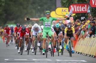 Marcel Kittel with enough room for an early celebration on stage 10 of the Tour de France