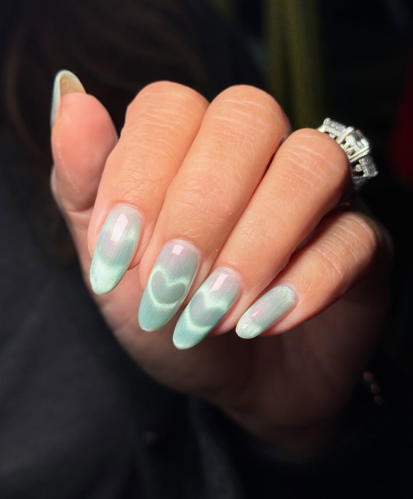 Heart turquoise nail art