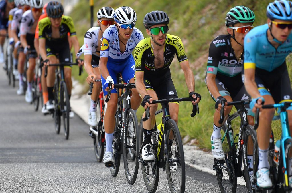 SARNANO ITALY SEPTEMBER 11 Rafal Majka of Poland and Team BoraHansgrohe Simon Yates of The United Kingdom and Team MitcheltonScott Fausto Masnada of Italy and Team Deceuninck QuickStep during the 55th TirrenoAdriatico 2020 Stage 5 a 202km stage from Norcia to SarnanoSassotetto 1335m TirrenAdriatico on September 11 2020 in Sarnano Italy Photo by Justin SetterfieldGetty Images