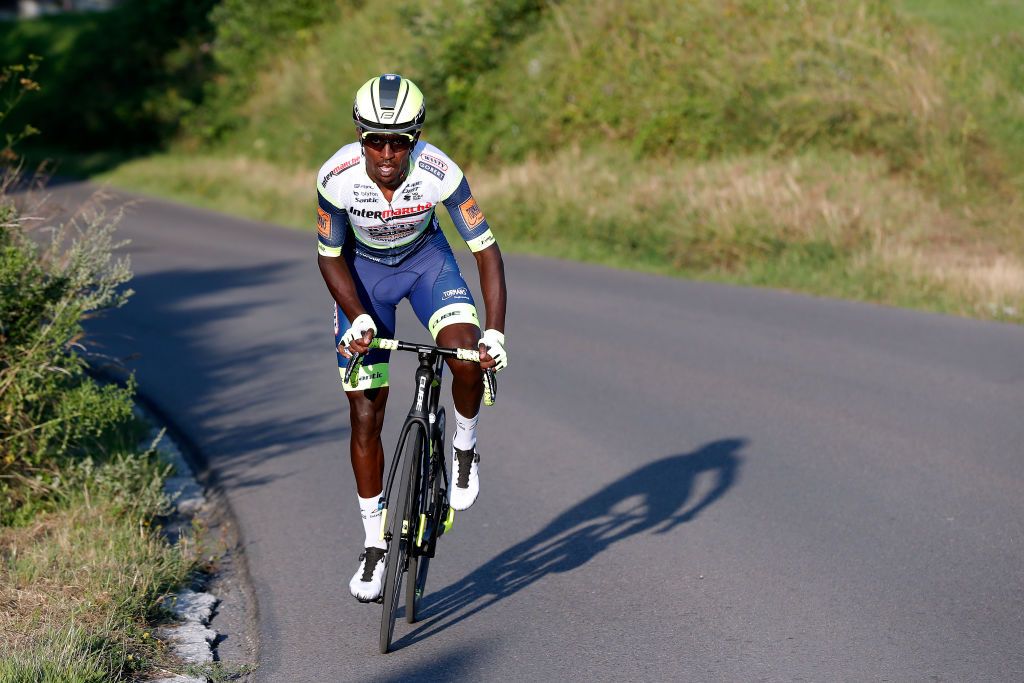 PRZEMYSL POLAND AUGUST 10 Biniam Girmay of Eritrea and Team Intermarch Wanty Gobert Matriaux in the Breakaway during the 78th Tour de Pologne 2021 Stage 2 a 201km stage from Zamo to Przemyl 341m TourdePologne TDP2021 UCIWT on August 10 2021 in Przemysl Poland Photo by Bas CzerwinskiGetty Images