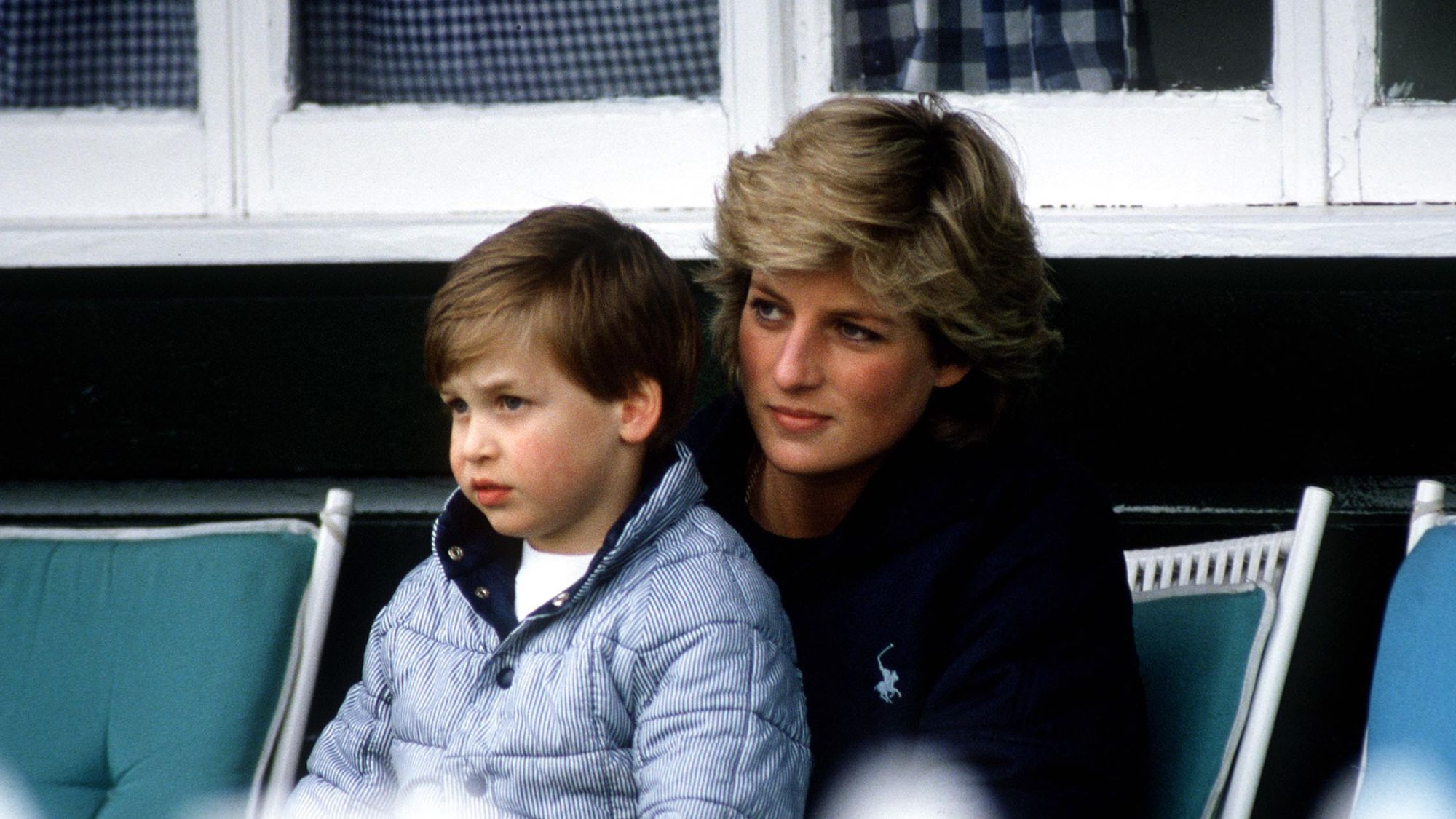Prince William and Princess Diana attend the polo