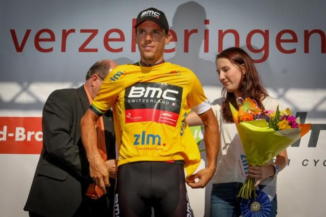 Philippe Gilbert (BMC) dons the yellow jersey in the ZLM Toer after winning the prologue