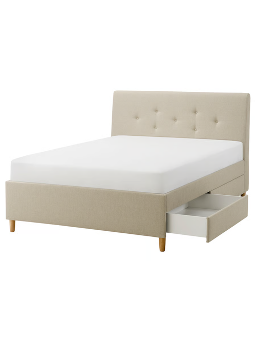 Idan&Auml;s Upholstered Storage Bed - Naggen Beige Queen