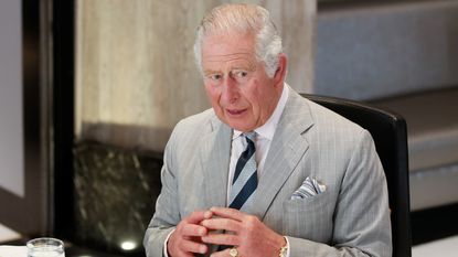 Prince Charles, Prince of Wales, attends a roundtable meeting as he visits the GrEEK Campus workspace for the Sustainable Markets Initiative (SMI) event in Tahrir Square on November 19, 2021 in Cairo, Egypt. 