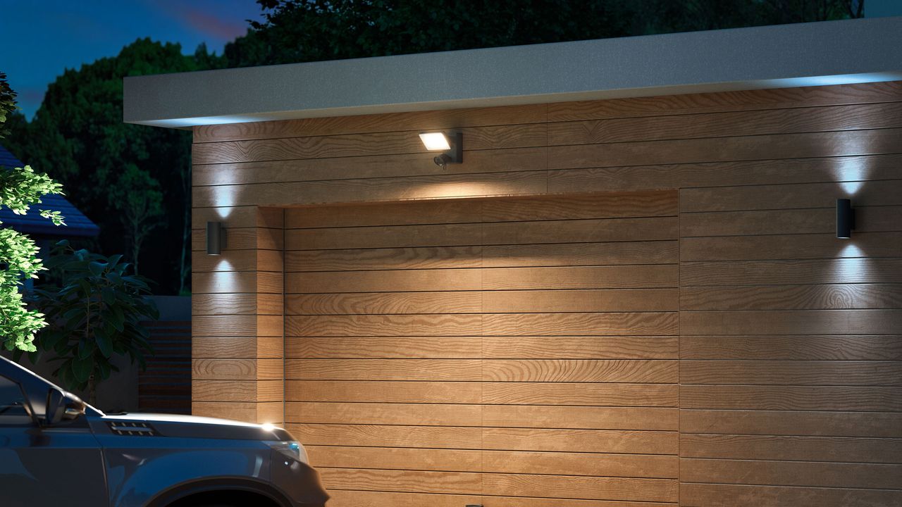 Hue Secure floodlight camera and exterior wall light for smart home security