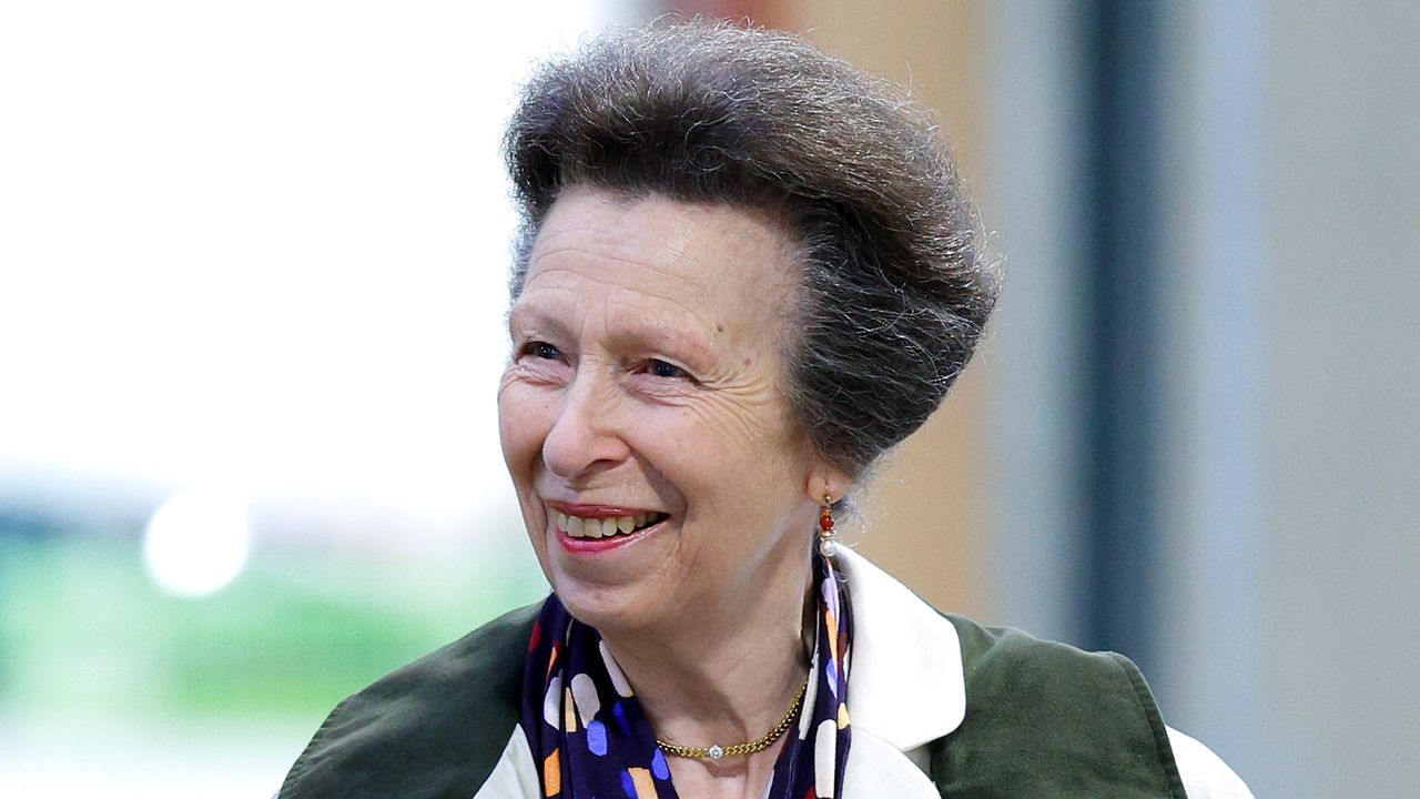 Princess Anne&#039;s iconic sunglasses were worn during a trip to Jersey. Seen here she looks on during a visit in New Zealand