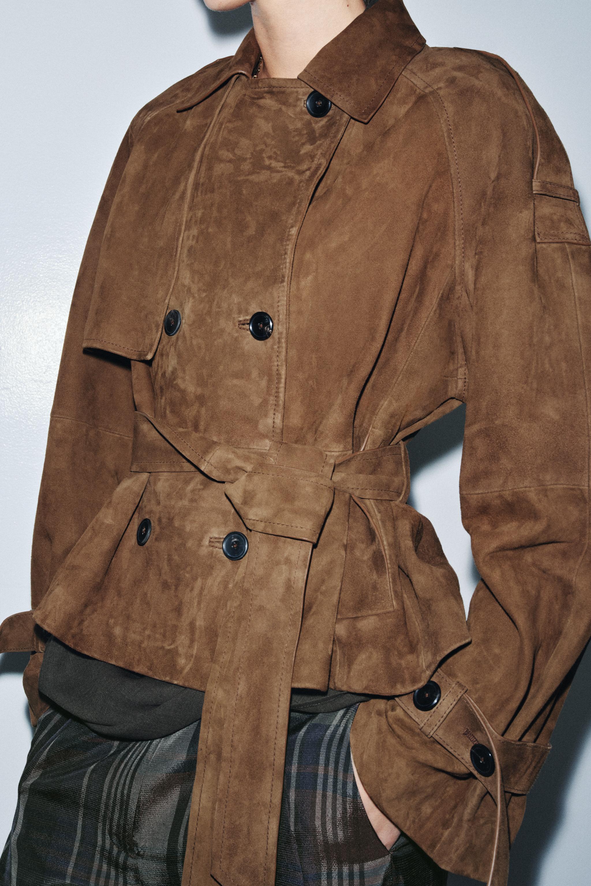 Short Suede Leather Trench Coat Zw Collection Limited Edition