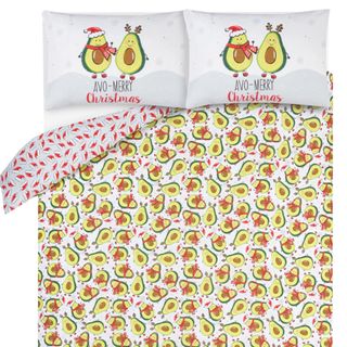 avocado and reindeer ears printed duvet sets with white pillow