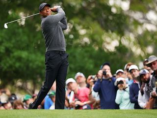 Tiger Woods hitting a shot at Augusta National