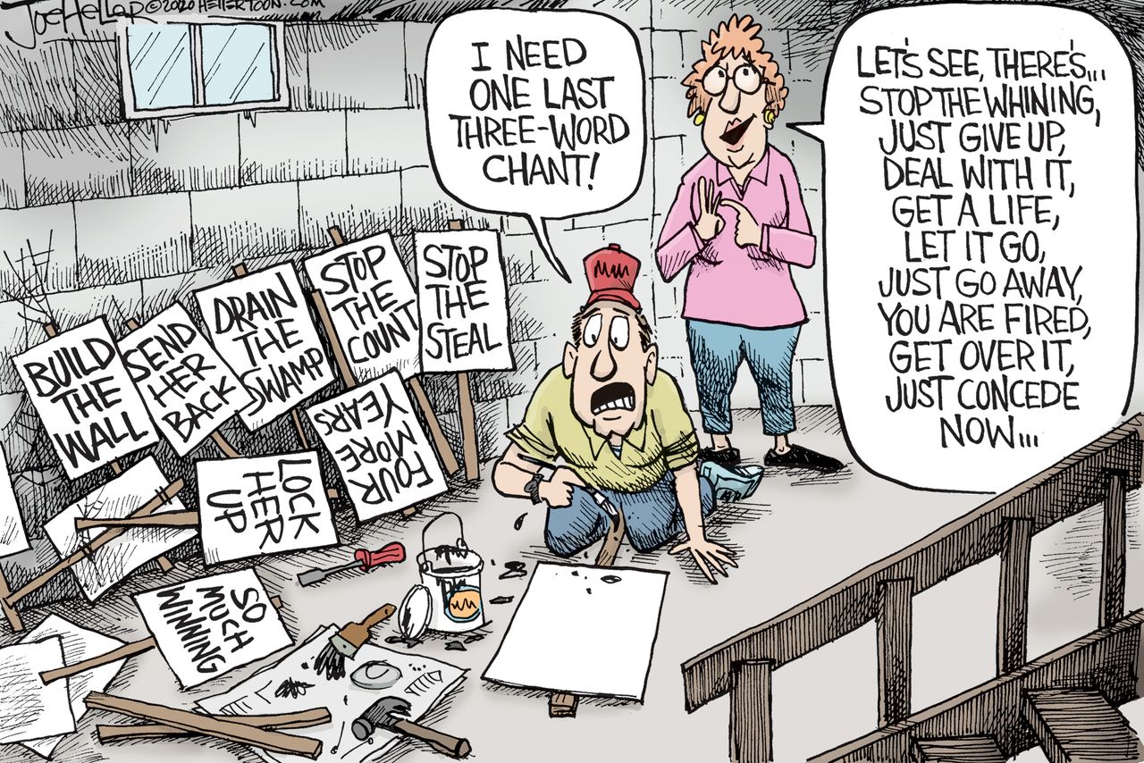 Political Cartoon U.S. Trump supporter election loss