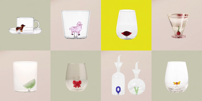 A selection of cut outs of novelty glassware products with shapes and figurines inside