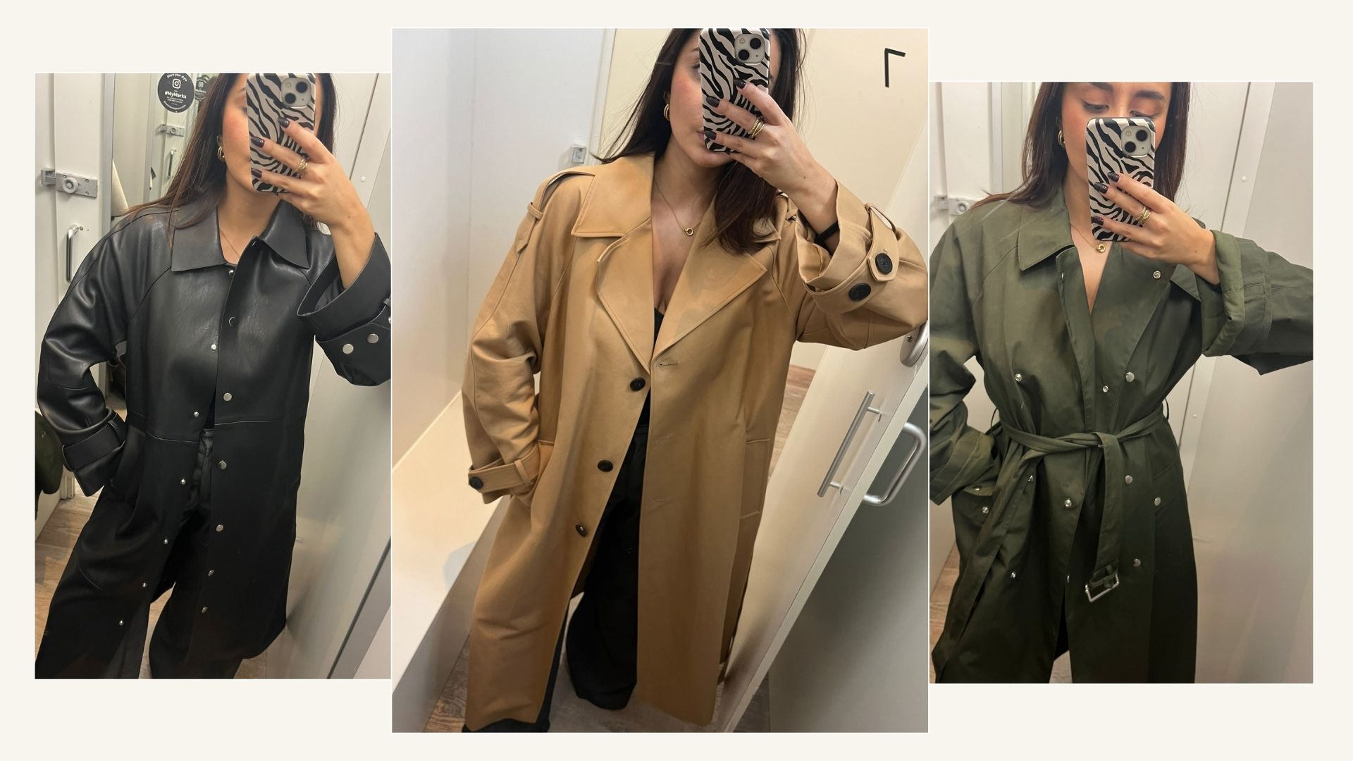 Marina Shopping Editor wearing M&amp;S trench coats
