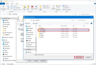 Windows 10 select new location for user folder