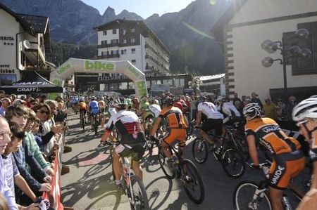 Racers roll out for stage 7 of the TransAlp