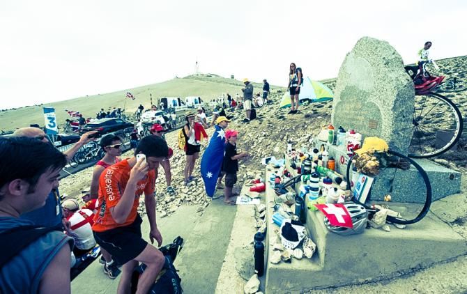 The Tom Simpson memorial near the summit of Mont Ventoux