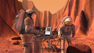 Future Mars Explorers on Martian Surface