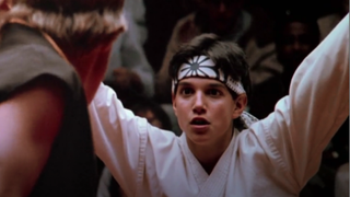 William Zabka and Ralph Macchio in The Karate Kid
