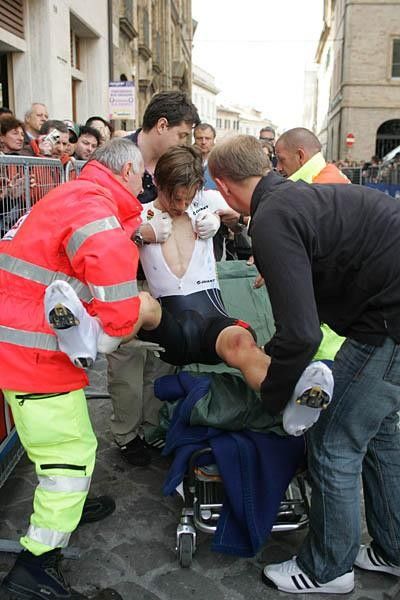 Gerdemann left the TT in an ambulance after going down hard.