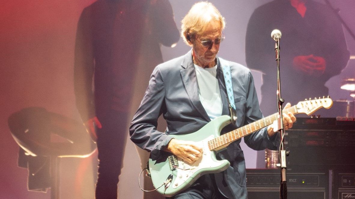 Mike Rutherford of Genesis performs on stage during &#039;The Last Domino?&#039; tour at The SSE Hydro on October 07, 2021 in Glasgow, Scotland.