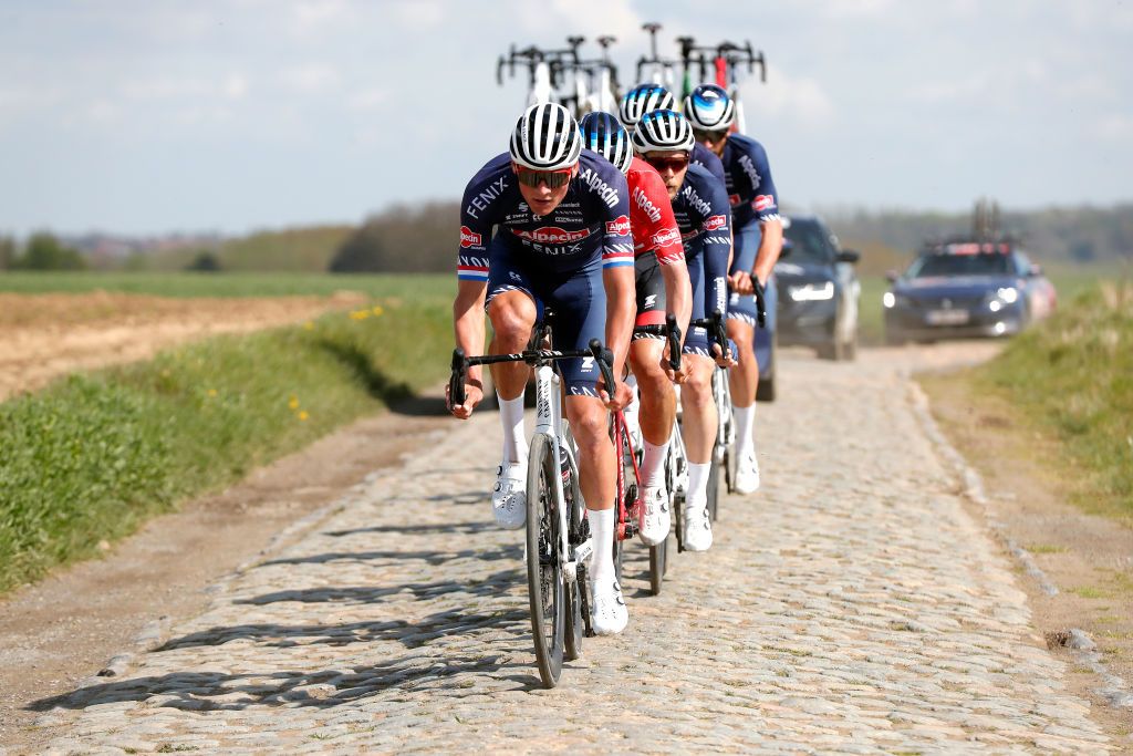 ROUBAIX FRANCE APRIL 14 Mathieu Van Der Poel of Netherlands and Team AlpecinFenix trains during the 119th ParisRoubaix 2022 Training ParisRoubaix WorldTour on April 14 2022 in Roubaix France Photo by Bas CzerwinskiGetty Images