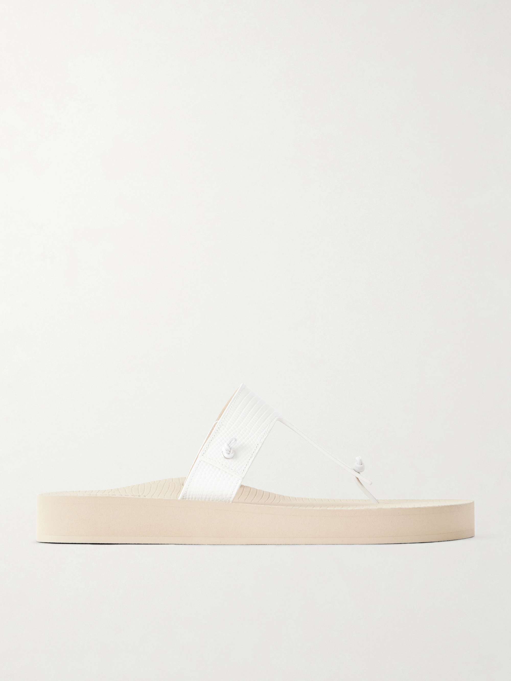 Edge Lizard-Effect Leather Flip Flops