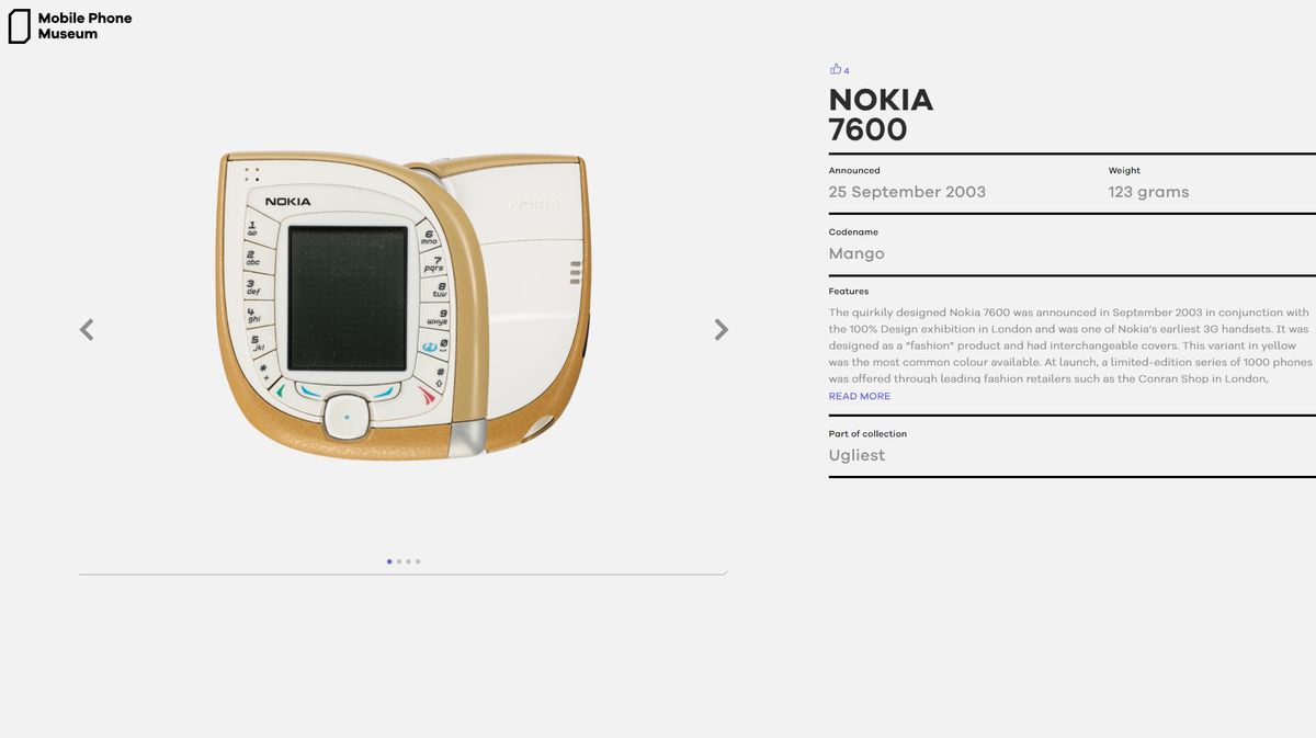 An image of the Nokia 7600 on the Mobile Phone Museum